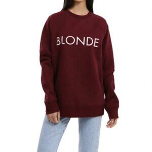 Brunette The  Label Classic Crew Neck Sweatshirt Burgundy Size S/M
